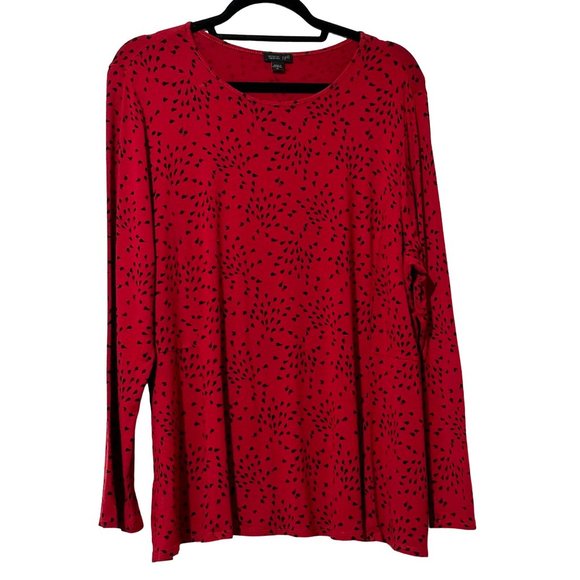 J. Jill Tops - J. Jill Wearever Collection women's size XL red print long sleeve top